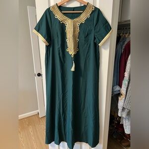 Green kaftan with Gold Trim